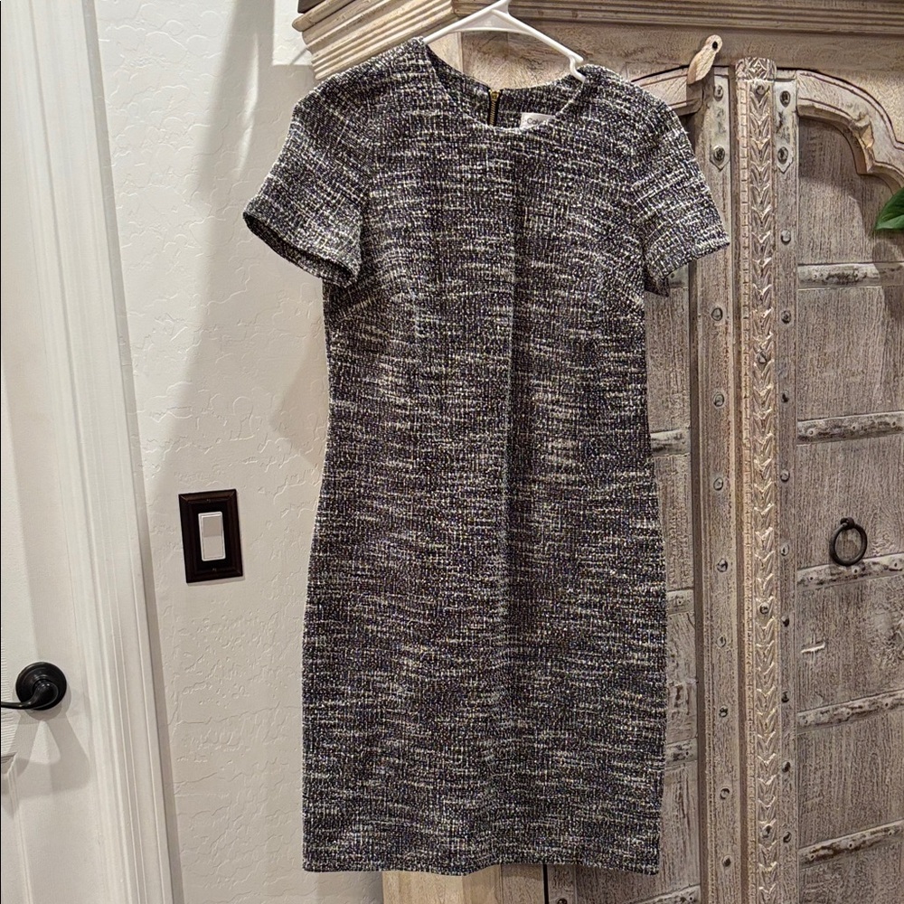 Calvin Klein Black and Gray Tweed Shift Dress
